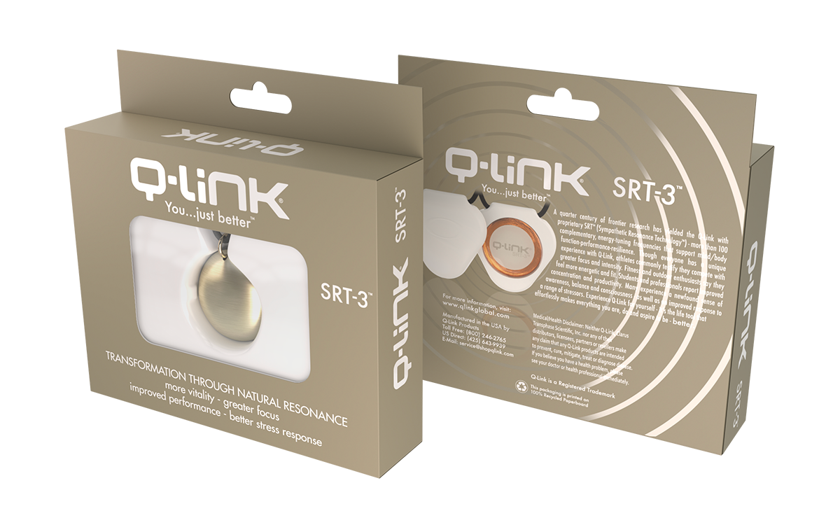 Q-Link 14K Gold Pebble SRT-3 Pendant (Brushed Finish)